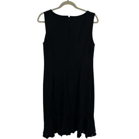 Talbots Sleeveless Shift Dress Women size 12 Black Lace Hem - Picture 2 of 9
